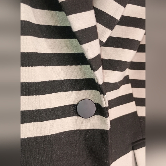 CALVIN KLEIN Black White Travel,Island Vacation,Preppy Striped blazer - Picture 6 of 8